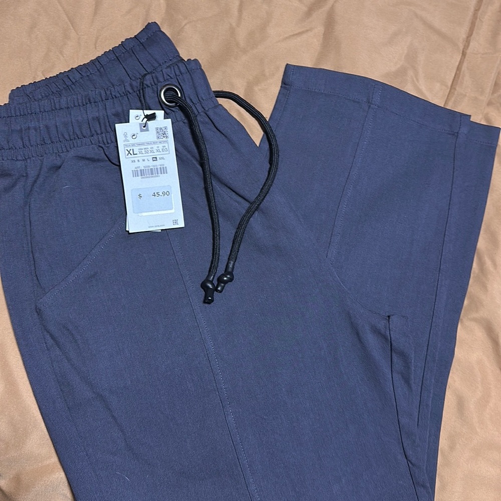Zara brand new joggers style with drawstring size extra-large dark gray color